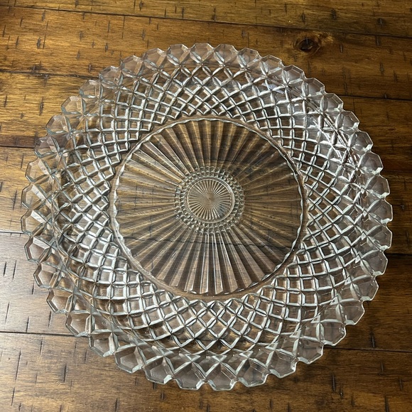 Anchor Hocking Waterford Waffle Crystal Clear Round Glass 14” Platter - Picture 1 of 5